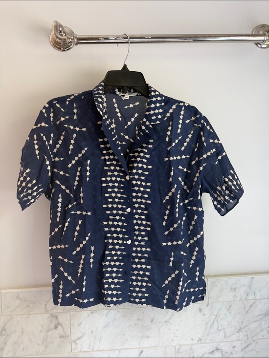 Alex Mill Tops - Alex Mill Navy and White Short-Sleeve Button-Down Shirt